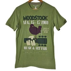 SUN + STONE MEN'S WOODSTOCK GRAPHIC T-SHIRT – GREEN – SIZE SMALL – NWT